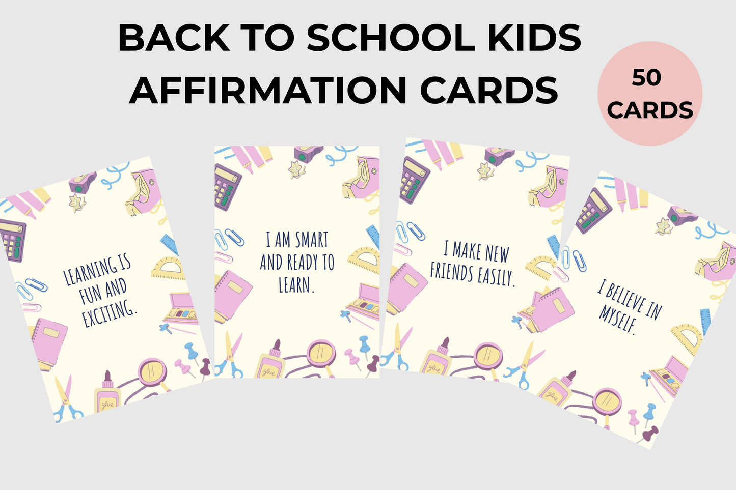 Kids Back to School Affirmation Cards (PLR)